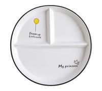 OnePine Platos Redondo de Porcelana con 3 Compartimentos, 8 inch Plato para Dieta Ceramica Plato de Ensalada Plato de Postre Delicado y Elegante