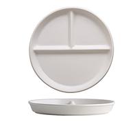 OnePine Platos Redondo de Porcelana con 3 Compartimentos Delicado y Elegante Plato de postre divididos platos de Almuerzo con compartimentos