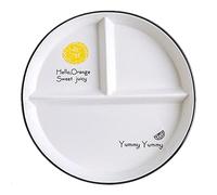 OnePine Platos Redondo de Porcelana con 3 Compartimentos Plato para Dieta Ceramica Plato de Ensalada Plato de Postre Delicado y Elegante