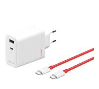 OnePlus Charger SUPERVOOC 120W Dual Port Cargador de Carga Rápida USB-C con Cable Blanco