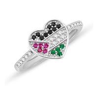 Oneress Anillo Bandera Palestina Plata Esterlina, Joya Ajustable Mujer, Regalo Solidaridad YA6339-White