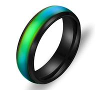 Oneress Anillo de cambio de color en acero inoxidable para parejas, anillos finos resistentes a los arañazos, banda de boda sensible al calor para ella o él Y1854 Negro 7