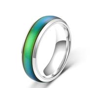 Oneress Anillo de estado de ánimo reactivo al calor, joya de pulgar de acero inoxidable chapada en platino, anillo de boda moderno para hombres y mujeres Y1854 Blanco 11