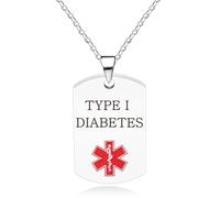 Oneress Collar Alerta Diabetes Tipo I, ID Salud Chapado En Platino Para Mujeres, Maestros, Viajes, Gimnasio YA5217 Blanco TIPO I