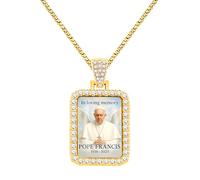 Oneress Collar con dije del Papa Francisco, joyería católica de acero inoxidable, collares con foto personalizada para mujeres, hombres, seres queridos, regalo cristiano - YA5955, Acero inoxidable