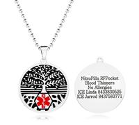 Oneress Collar de identificación médica personalizado, Colgante de alerta de enfermedad, Joyería con información médica grabada, Ideal para emergencias médicas YA5053-DIY