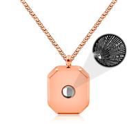 Oneress Collar Grabado Te Amo, Mensaje Oculto, Colgante De Proyección 100 Idiomas, Joya Oro Rosa Para Novia YA5222 Oro Rosa-DIY