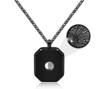 Oneress Collar Para Pareja, Colgante Proyección Amor 100 Idiomas, Regalo Romántico Para Novia A Distancia, Forma Octagonal, Joyería Sentimental YA5222 Negro