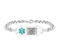 Oneress Exquisitas pulseras médicas para mujeres y hombres, pulsera médica personalizada en cadena cubana de acero inoxidable, regalo de vacaciones para esposa o esposo - YA4501, Acero inoxidable
