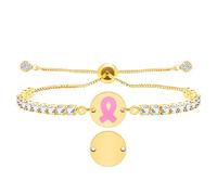 Oneress Pulsera Apoyo Cáncer, Joyería Conciencia Inspiradora Cobre CZ Motivación Regalo Mujer Mamá Abuela Tía YA6221-Gold