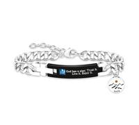 Oneress Pulsera con Frase de Fe y Dije Semilla de Mostaza - Cadena Cubana de Acero Inoxidable - Versículo Inspirador « Dios tiene un plan » - Joya de Fuerza Interior para Mujer Y4354