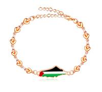 Oneress Pulsera Con la bandera de Palestina, mapa esmaltado, regalo musulmán para mujer, cadena ajustable, joyería de resistencia para simpatizantes YA5884