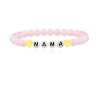 Oneress Pulsera de Cuarzo Rosa Mamá | Pulsera Hecha a Mano con Perlas y Colgante de Corazón | Pulsera con Letra para Regalo del Día de la Madre | Joyería Boho Chic para Mujeres YA5152-Mama