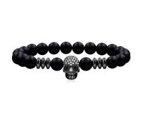 Oneress Pulsera elástica de una pieza de calavera con circonita, pulsera de perlas de piedra de alta calidad, regalos de Bitthday, regalo de Año Nuevo, regalo de San Valentín para hombres y mujeres, M