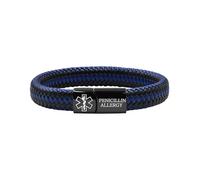 Oneress Pulsera Para alergia a la penicilina, identificación de emergencia para mujer, brazalete médico de respuesta a convulsiones YA5551 Negro y azu