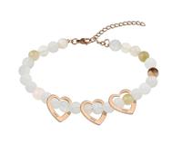 Oneress Pulsera Pareja Piedra Natural Ajustable Corazón Jade Verde Promesa Conexión Espiritual Joyería Mujer & Hombre YA6095-White-3-PCS