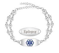Oneress Pulsera Tag Médico Personalizado, Placa Acero Enfermedad Crónica Alerta Diabetes EMT YA4028-Epilepsy