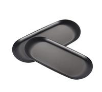 Oneroomone 2 Piezas Oval Bandeja, Bandejas Ovaladas, Organizador de Artículos Pequeños de Frutas/Velas/Dulces/Llaves/Cosméticos/Joyas, Revestimiento de Superficie Negra
