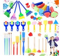 Oneroomone 33 Piezas Pinceles con Sello de Esponja Set, Pinceles de Esponja para Niños Materiales para Manualidades DIY, Pinceles de Esponja EVA Seguros y No Tóxicos Niños