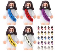 Oneser 25 figuras de pequeño Jesús Love You Mini de goma para ocultar y buscar huevos de Pascua, recuerdos de fiesta religiosa, bautizo, escuela dominical, 5 estilos de regalo