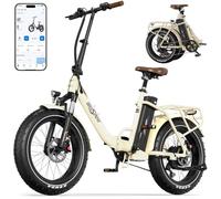 ONESPORT OT16 MAX Bicicleta Eléctrica Plegable, 20'' x 4.0" Fat Tire EBike con 48 V 18 AH Batería Extraíble hasta 120 km, 250 W Motor Bici Eléctrica, 7 velocidades y Frenos hidráulicos Bluetooth App