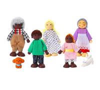 ONEST Juego familiar de 7 piezas de casa de muñecas de madera con figuras | Material de madera, opción de regalo, exquisita artesanía, acción familiar, familia negra, pies de mano móviles