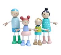 ONEST Juego familiar de casa de muñecas de madera de 4 piezas para casa de muñecas, muñecos de madera, figuras de juego familiar, accesorios para casa de muñecas de simulación