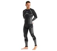 OneTeam Conjunto de Camiseta y pantalón para Hombre, Color Negro, Talla M/L y Material Transpirable y de Secado rápido, piernas largas y Mangas con Orificio para el Pulgar, Control de Temperatura