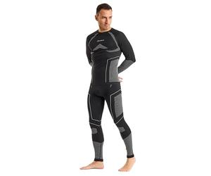 OneTeam Conjunto de Camiseta y pantalón para Hombre, Color Negro, Talla M/L y Material Transpirable y de Secado rápido, piernas largas y Mangas con Orificio para el Pulgar, Control de Temperatura