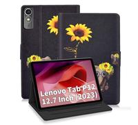 ONETHEFUL Carcasa Libro Funda Tablet Lenovo Tab P12 12.7" Tablet 2023 Cover Fundas Protector con PU Cuero y Soporte - Margarita Elefante