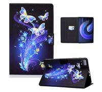 ONETHEFUL Carcasa Libro Funda Tablet Xiaomi Pad 6 / Xiaomi Pad 6 Pro de 11 Pulgadas 2023 Cover Fundas Protector con PU Cuero y Soporte - Flor Mariposa
