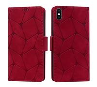 ONETHEFUL Funda iPhone XS/X Carcasa Libro de Premium PU Ranuras para Tarjetas Magnético Flip Funda para iPhone 10 Rojo