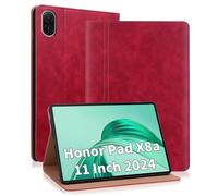 ONETHEFUL Funda para Huawei Honor Pad X8a 11.0" 2024 Folio Tableta Protectora Delgado Inteligente de Cuero Función de Soporte Carcasa Compatible con Honor Pad X8a 2024 Rojo