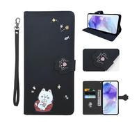 ONETHEFUL Funda para Samsung Galaxy A15 5G Funda Flip Magnética de Cuero PU Antigolpes con Tarjetero Función de Soporte y Protección Libro Carcasa para Samsung A15 5G Negro