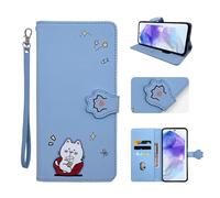 ONETHEFUL Funda para Samsung Galaxy A55 5G Funda Flip Magnética de Cuero PU Antigolpes con Tarjetero Función de Soporte y Protección Libro Carcasa para Samsung A55 Azul