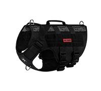 OneTigris Aire Mesh Arnés Táctico Sin Tirones para Perro Mediano - Diseño de Malla Transpirable Militar Molle Con Asas - Chaleco para Perro de Servicio para Caminar