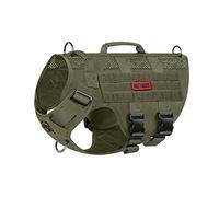 OneTigris Arnés para perros grandes, Air Mesh, arnés táctico antitirones con 2 asas ajustables, arnés para el pecho sin tirar, transpirable, verde, XL