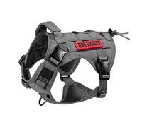 OneTigris Arnés para Perros Pequeños, Fire Watcher Arnés Táctico con Asas y Anillo en D, No Pull, Ajustable, Arnés de Pecho para Caminar y Entrenar (XXS, Gris)