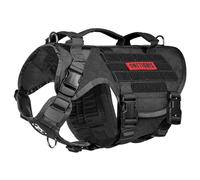 OneTigris Arnés Táctico X Destroyer para Perro - 3 Asas Heavy Duty Chaleco Con Hebillas de Metal - Negro S