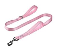 OneTigris Correa para perro con 2 asas y rayas reflectantes, 122 cm, color rosa