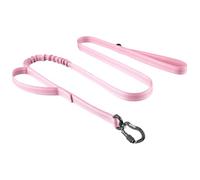 OneTigris Correa para Perro táctico, con 2 cómodas Asas Acolchadas, 130g Súper Ligero Correa para Perros, Reflectante Correa elástica amortiguadora 138-152 cm, Adecuado para Entrenamiento(Rosa)