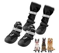 OneTigris Pathfinder Pathfinder - Juego de 4 zapatos antideslizantes para perros, impermeables, cálidos, ajustables, con cierres de reflectantes para perros medianos y grandes, color negro, talla 9