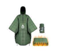 OneTigris - Poncho de camping con aislamiento Thinsulate 3M, manta impermeable cálida con bolsillos grandes, manta portátil con capucha para exteriores, senderismo, viajes, color verde