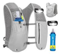 ONETOALL Chaleco Running Hombre Mujer con Botella 500ml y Luz LED Recargable, Chaleco Hidratacion Trail Running, Running Vest, Mochila Hidratacion para Correr Senderismo Montaña Deporte, Solo 175g