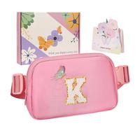 ONETOALL Riñonera Mujer y Niña Personalizada, Bolso Pecho Pequeño con Iniciales & 3 Colores a Elegir - Regalo para Cumpleaños y Fiestas Infantiles, Rosa K
