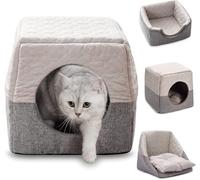 OneTreeTime Cama Lgloo for Gatos, 37 x 37 x 35 cm, 3 en 1, Plegable, for Perros y Gatos, sofá Cama Suave, Cama Cueva, Tienda de campaña Fresca y cálida, Cama de Microfibra con cojín Lavable, Almohada