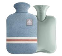 OneTreeTime Pequeña y bonita bolsa de agua caliente con funda, bolsa de agua caliente de 1 litro para niños, compresa caliente y fría, calentador de pies, alivio del dolor de cuello y hombros (azul)