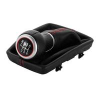 ONETREND Pomo De Palanca Cambios Para Para A4 B6 B7 2000-2008 5/6 Velocidades Perilla Engranaje Coche Palanca Cambios Cuero Palo Pluma Polaina Cubierta Bota(6 Speed Black Red)