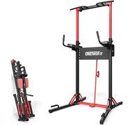 ONETWOFIT Barra de dominadas plegable independiente Power Tower Dip Station, altura ajustable, estación eléctrica multifuncional para el hogar (negro-1)