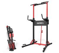 ONETWOFIT Power Tower Plegable Estación de Fondos, Barra de Dominadas para Gimnasio en casa, Altura Regulable Estación de Entrenamiento,Capacidad de carga: 180 kg (Black-1)